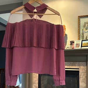 Romeo & Juliet Couture Burgundy Pleated Blouse